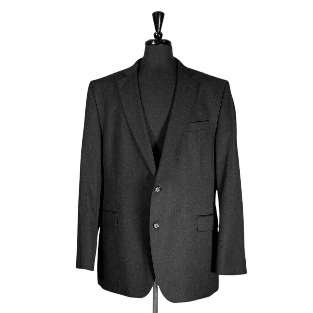 Stafford Mens 48L Blazer Charcoal Gray Wool Blend Classic Fit Sport Coat Jacket